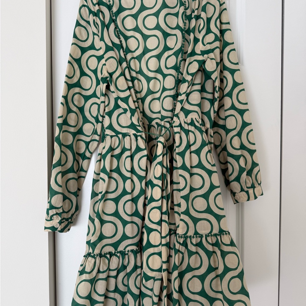 Green and Cream Patterned Dress